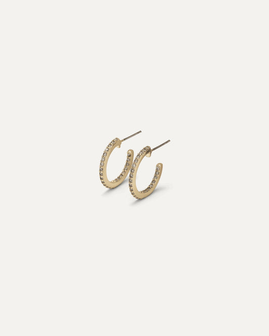 Orecchini Marina Oro Orecchino a cerchio piccolo decorato con zirconi lungo il bordo esterno.