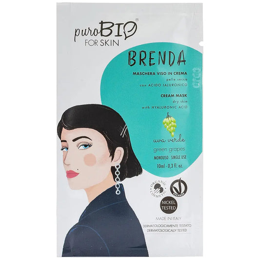 Brenda Maschera Viso in Crema con Acido Ialuronico - Uva Verde - (Pelle Secca)