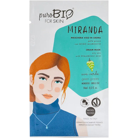 Maschera Viso in Crema Miranda - Uva verde - Maschera Viso in Crema con Acido Ialuronico (Pelle Grassa)