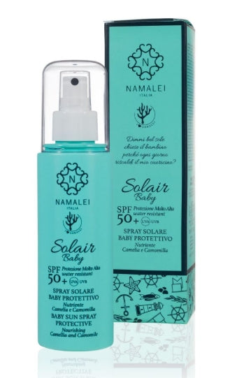 Spray Solare Baby Protettivo Nutriente Nutriente SPF 50 + Camelia e Camomilla