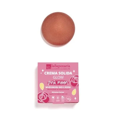 Crema solida glow PINK MOON Crema corpo solida glow: illuminante, elasticizzante, antiossidante