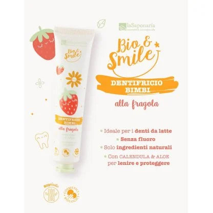 Dentifricio Lenitivo Bimbi Fragola Dentifricio lenitivo per bambini da 0 a 6 anni. A base di Calendula, Aloe Vera e dal sapore di Fragola. Senza fluoro.