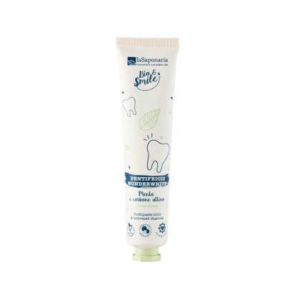 Dentifricio sbiancante WonderWhite Menta&Carbone Dentifricio sbiancante naturale e biologico a base di menta e carbone attivo. Senza fluoro.