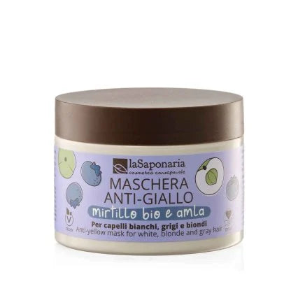 Maschera capelli anti-giallo Per capelli bianchi, grigi e biondi con Mirtillo bio e Amla