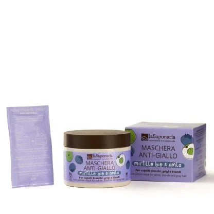 Maschera capelli anti-giallo Per capelli bianchi, grigi e biondi con Mirtillo bio e Amla