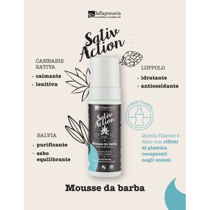 Mousse da barba Mousse da barba ad azione idratante e lenitiva a base di Cannabis Sativa, Salvia e Luppolo bio