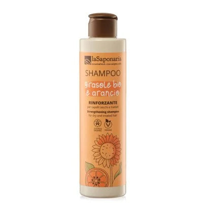 Shampoo Bio Rinforzante Girasole Shampoo rinforzante per capelli secchi e trattati con Girasole bio e Arancio